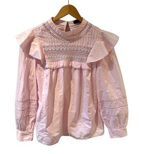 J.Crew Pink Crocheted Lace Ruffle‎ Top Size Small NWT